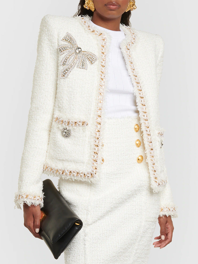 WHITE TWEED BLAZER