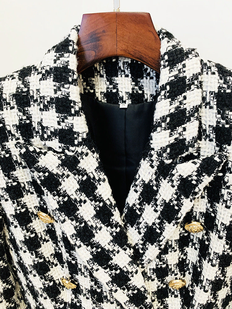 DOUBLE BREASTED B/W TWEED BLAZER