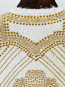 BLAZER CRUZADO DE TWEED BLANCO CON DECORACIONES 