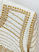 BLAZER CRUZADO DE TWEED BLANCO CON DECORACIONES 