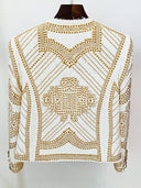 BLAZER CRUZADO DE TWEED BLANCO CON DECORACIONES 