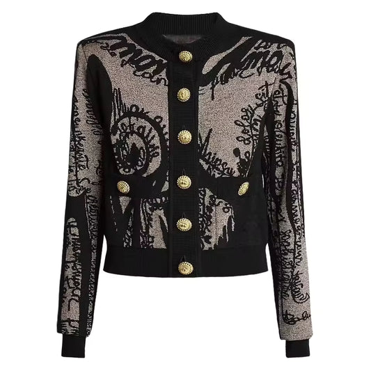 Round Neck Single-Breasted Long Sleeve Fitted Knit Vest