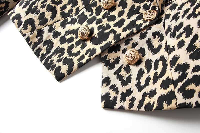 DOUBLE BREASTED LEOPARD TRENDY BLAZER