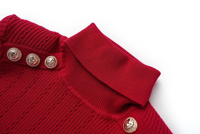 Sia Long Sleeve Wool Top in Red