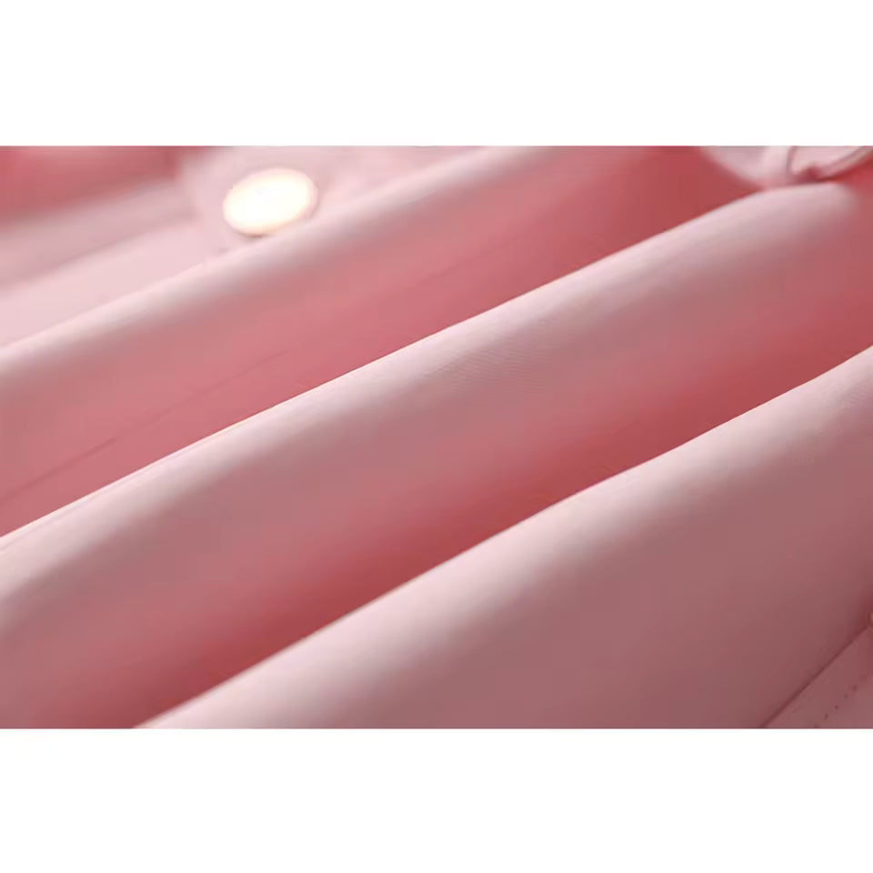 Baby Pink Belted Blazer with Pockets