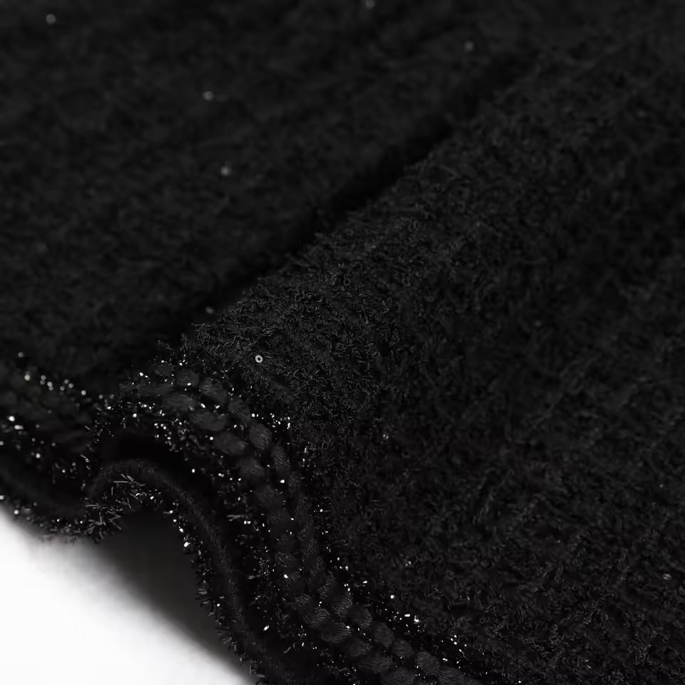 Knitted Rhinestone Button Round Neck Long Sleeve Fishtail Slim Fit Dress