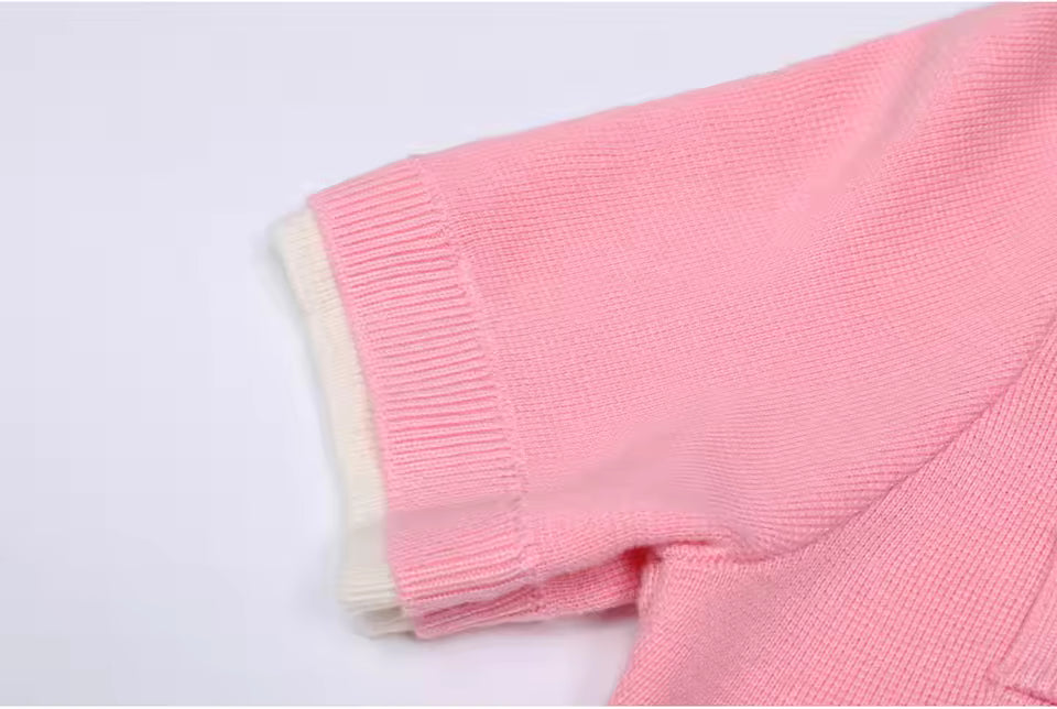 Colorblock Flower Accent Knit Vest & Solid Pants Set