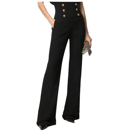 High-Waist Wide-Leg Casual Pants