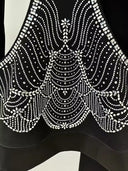Beaded Diamond Hollow Out Single Button Jacket Pants Set