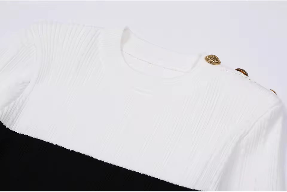 One-Shoulder Slim Fit O-Neck Pullover Top with Button Detail