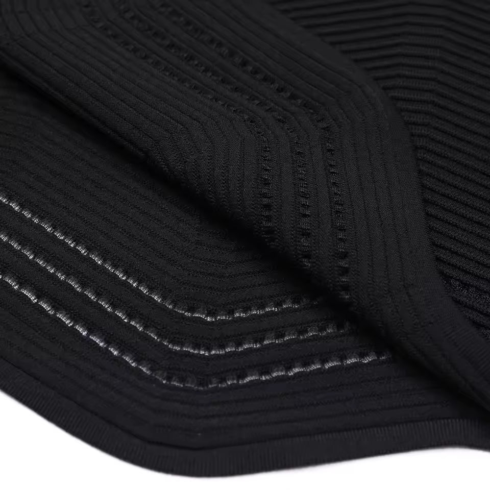 Slim Fit Mesh Hollow Out Short Sleeve Elastic Knit Banquet Dress