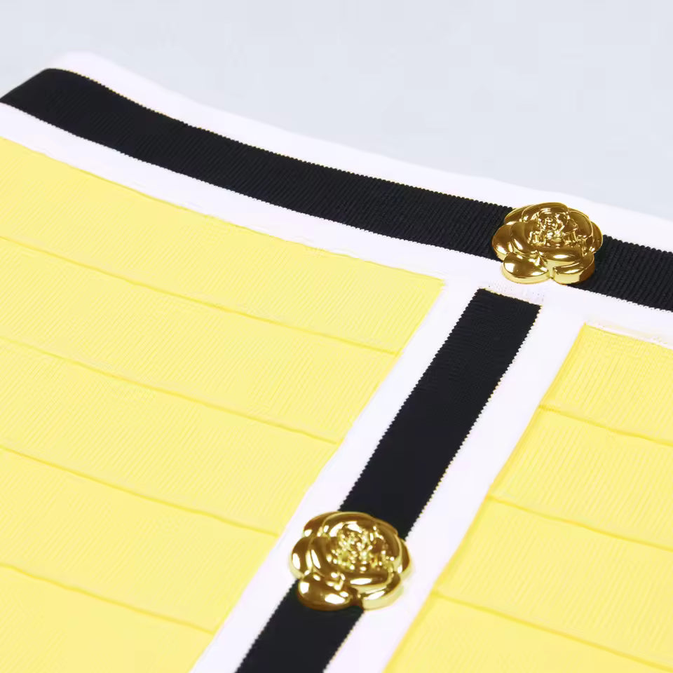 Three-Color Knitted Flower Knot Cardigan & Skirt Set