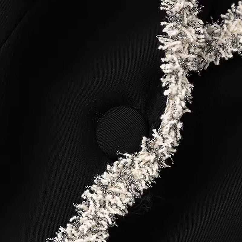 High Quality Velvet Notched Blazer & Mini Pencil Skirt Set