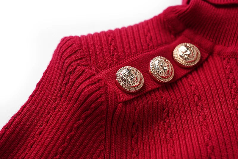 Sia Long Sleeve Wool Top in Red