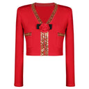 Elastic Knit 3D Floral Beaded Long Sleeve Cardigan & Slim Half Skirt Set
