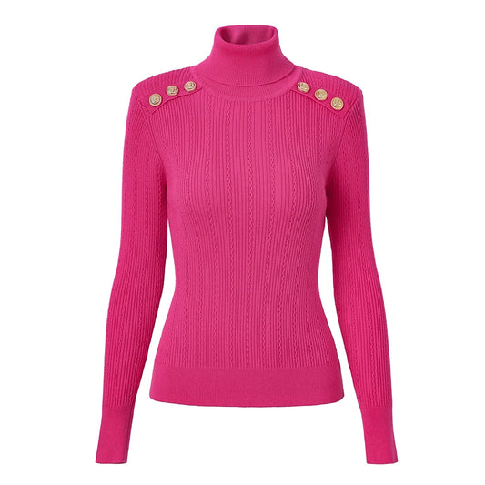 Sia Long Sleeve Wool Top in Fuchsia