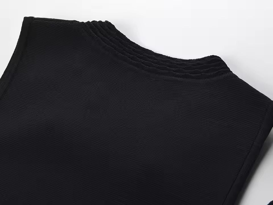 Ruffled Hem Beaded Knit Mini Dress