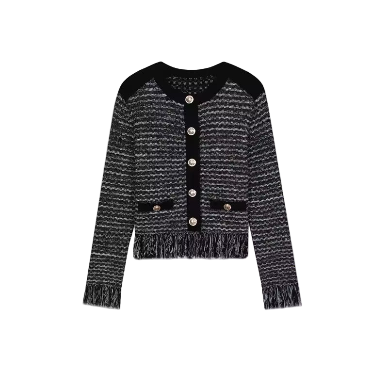 Vintage Tassel Knit Vest & Sleeveless Mini Dress Set