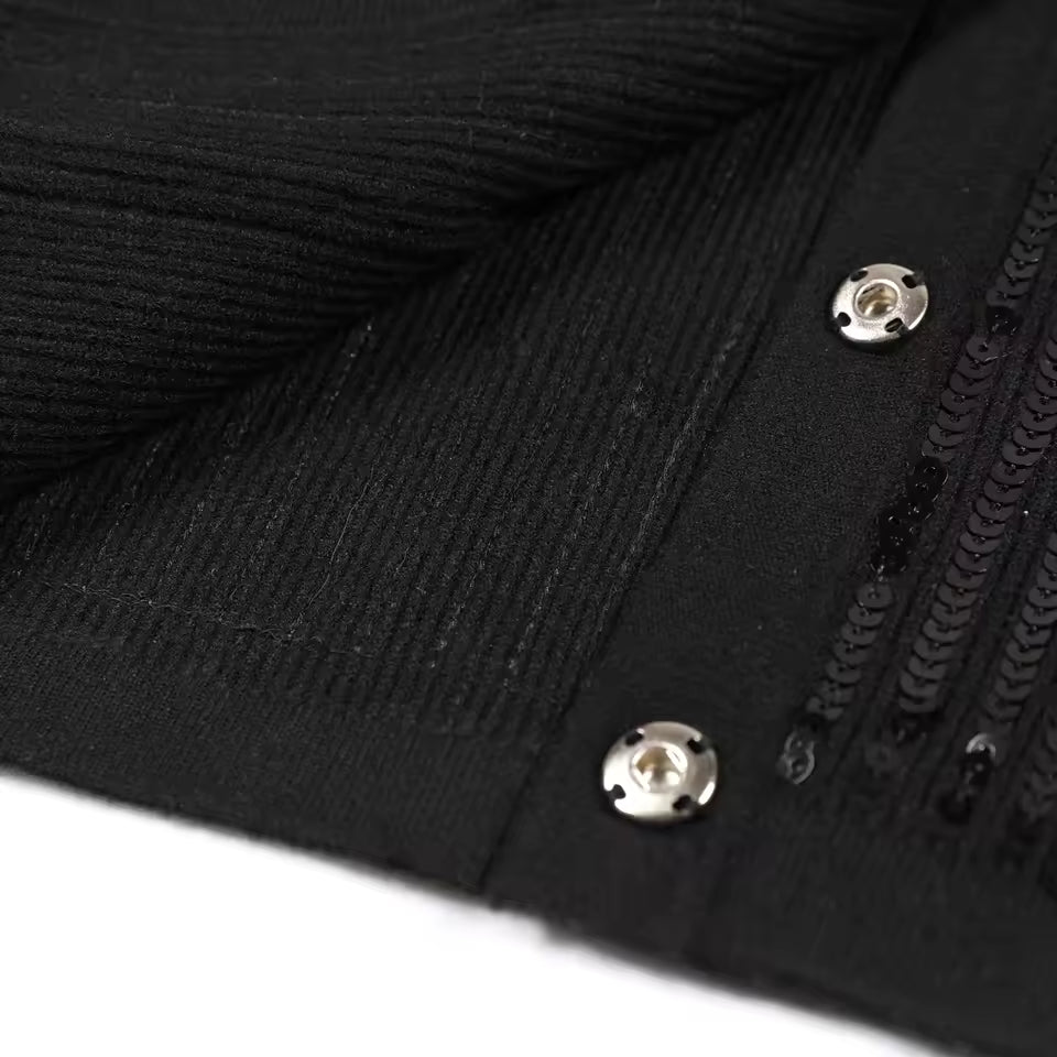 Luxury Sequin Knit Diamond Button Cardigan & Slim Fit Pencil Skirt Set