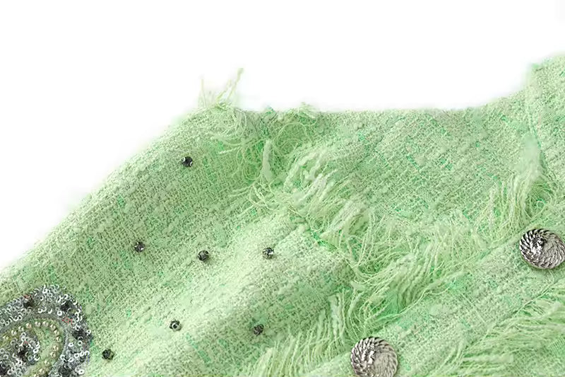 Rhinestone Beaded Halter Mini Dress