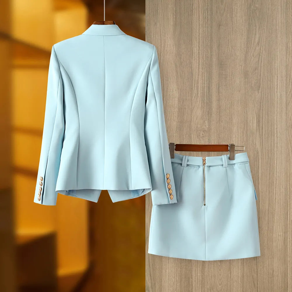 Two Pieces Skirt Set in Sky Blue