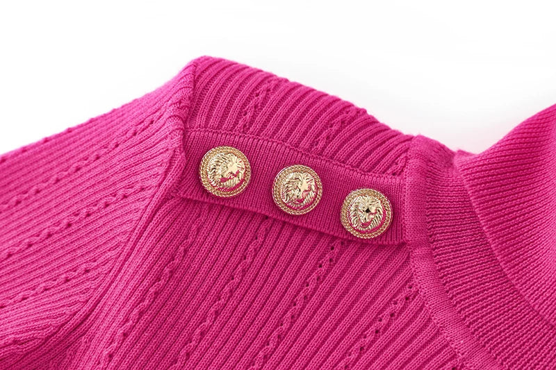 Sia Long Sleeve Wool Top in Fuchsia