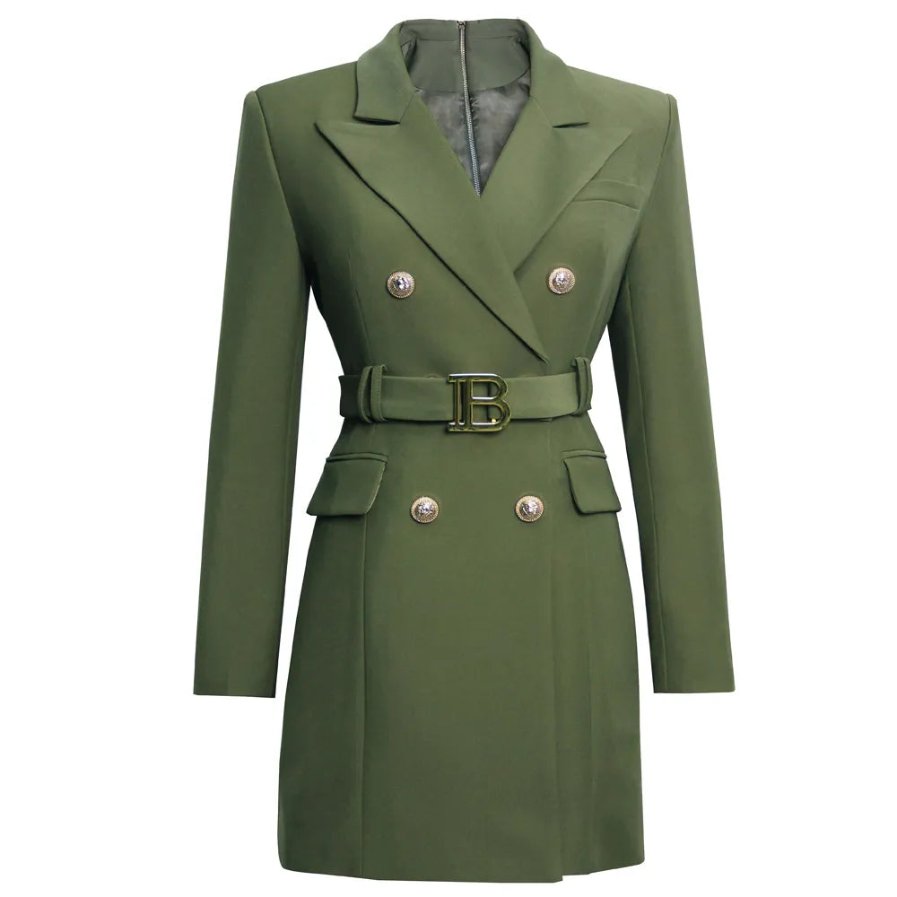 Jolie Blazer Dress in Army Green