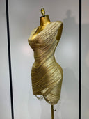 Golden Cascade Mini Dress