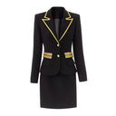 High Quality Colorblock Sequin Blazer & Mini Pencil Skirt Set