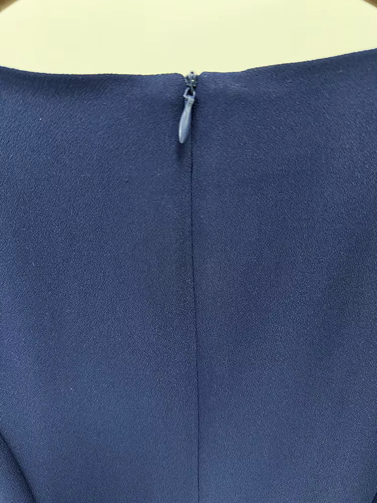 Split Mesh Diamond Beaded Long Sleeve Maxi Dress