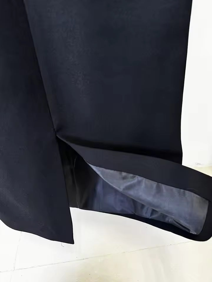 Rhinestone Beaded O-Neck Half Sleeve Knit Midi Dress