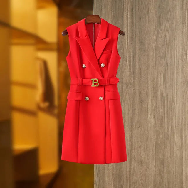 Paola Blazer Dress in Red