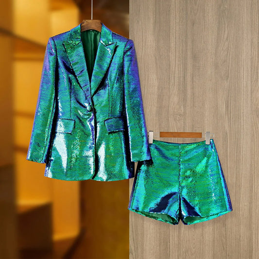 Larissa Sequin Two Pieces Set in Green