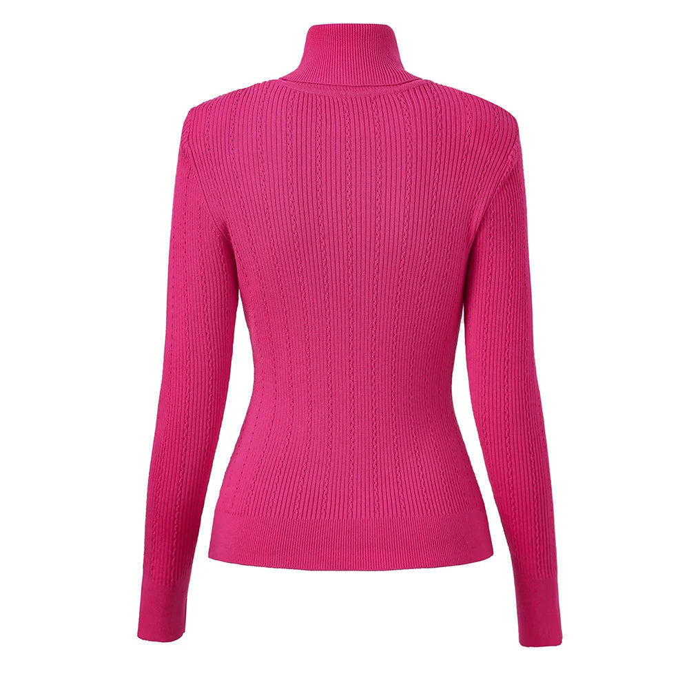 Sia Long Sleeve Wool Top in Fuchsia