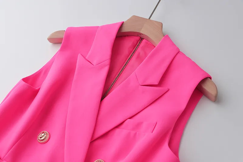 Paola Blazer Dress in Fuchsia/Green