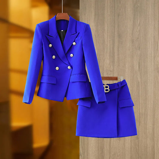 Two Pieces Skirt Set in Royal Blue