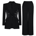 Rhinestone Beaded Knit Blazer Set