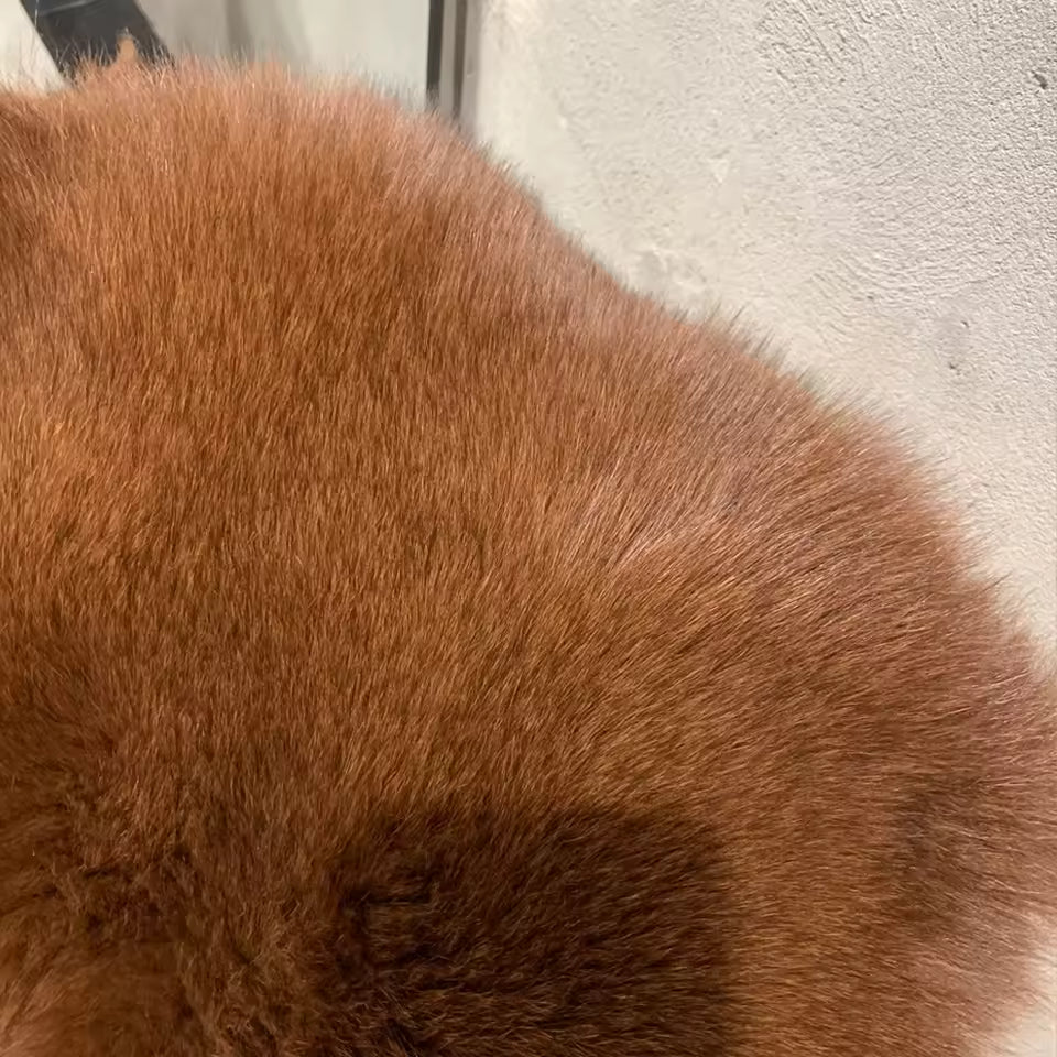 Natural Fox Fur Coat – Turn-Down Collar Classic Style