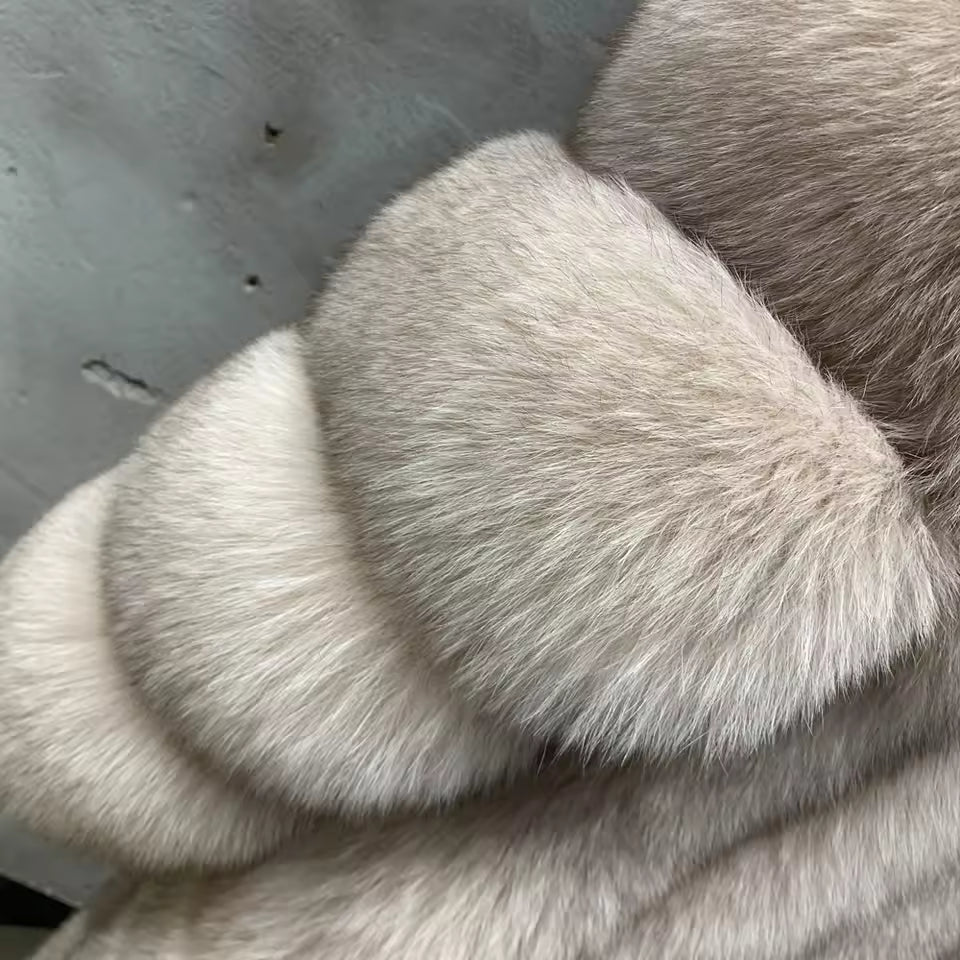 Luxury Real Fox Fur Long Coat