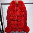 CÁRDIGAN CORTO DE PUNTO Y CASHMERE DE PIEL DE ZORRO EN ROJO