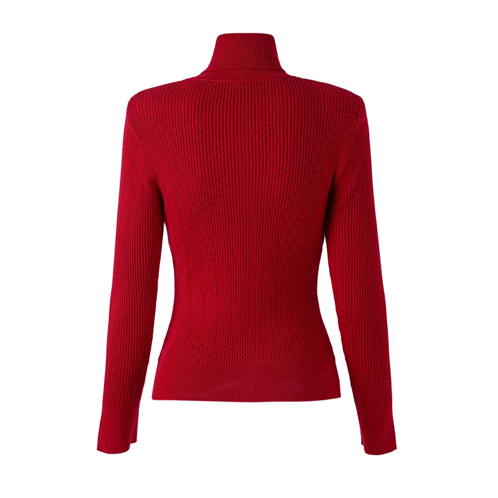 Sia Long Sleeve Wool Top in Red