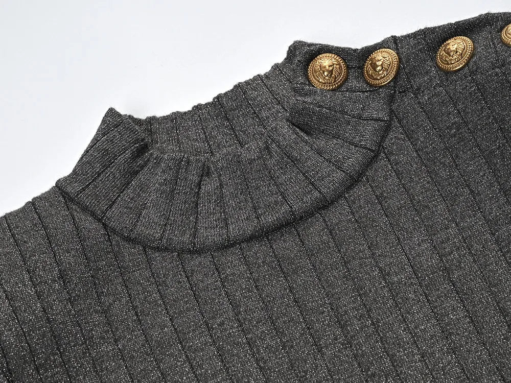 Rene Long Sleeve Wool Top in Gray