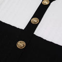 Color Block V-Neck Short Sleeve Slim Fit Knit Dress