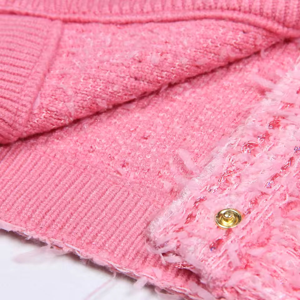 Knitted Tassel Button Long Sleeve Fitted Jacket Vest Top