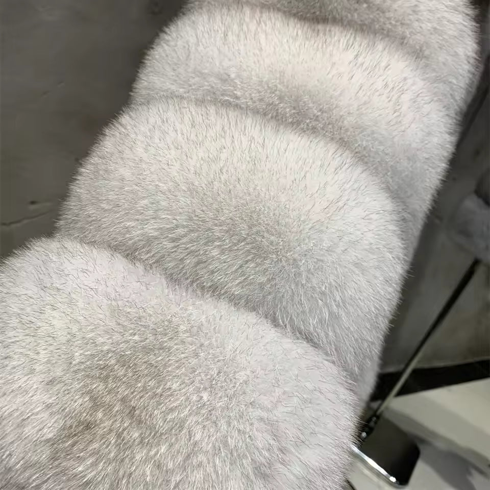 Hooded Natural Fox Fur Coat
