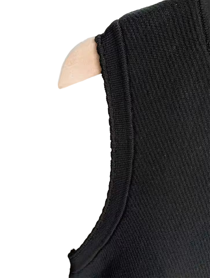 Ruffle Hem O-Neck Sleeveless Slim Fit Mini Knit Dress