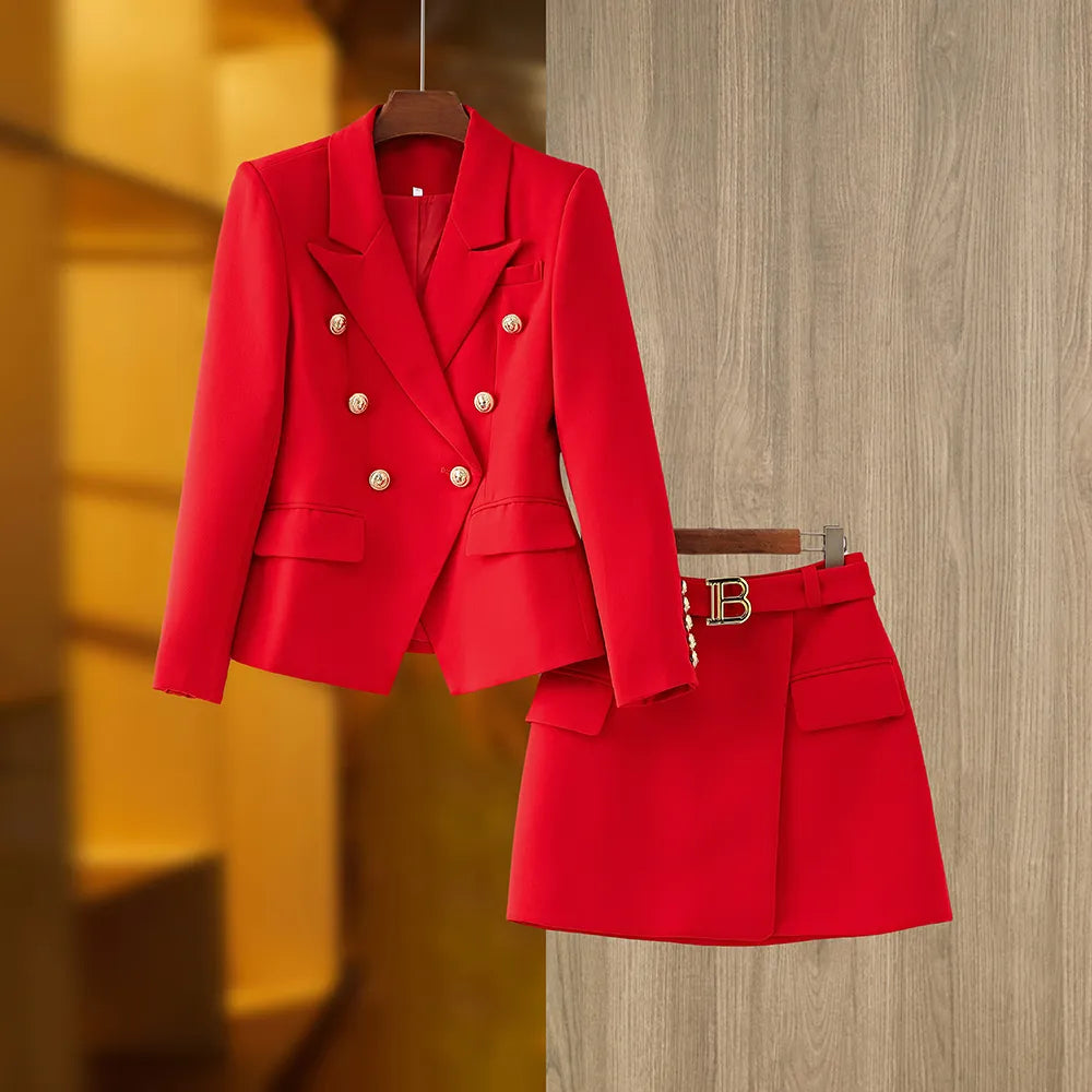 Two Pieces Skirt Set in Red