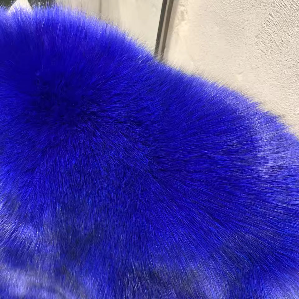 Natural Fox Fur Coat – Turn-Down Collar Classic Style