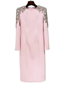 Diamond Beaded Long Sleeve Elegant Dress