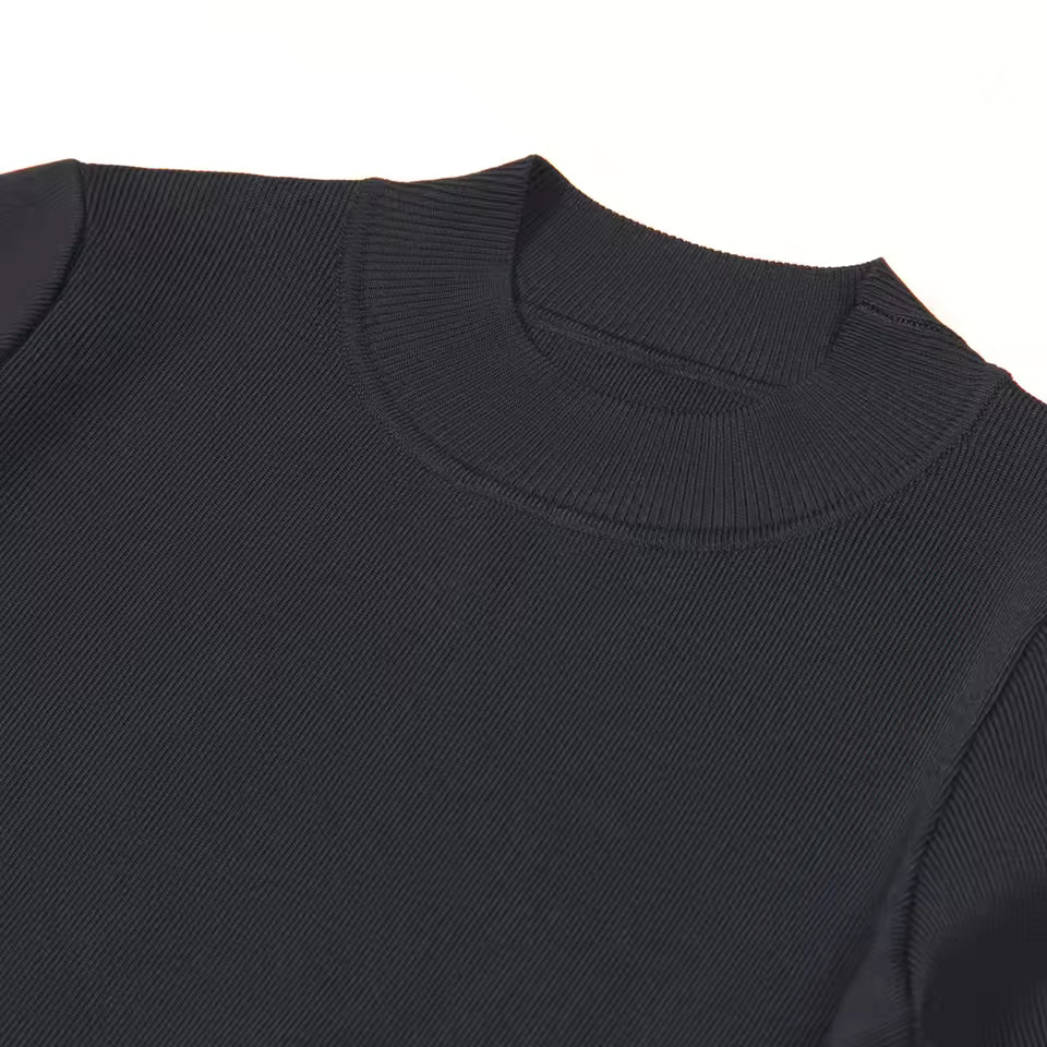 Knitted Round Neck Slim A-Line Dress – Elegant Everyday Fashion